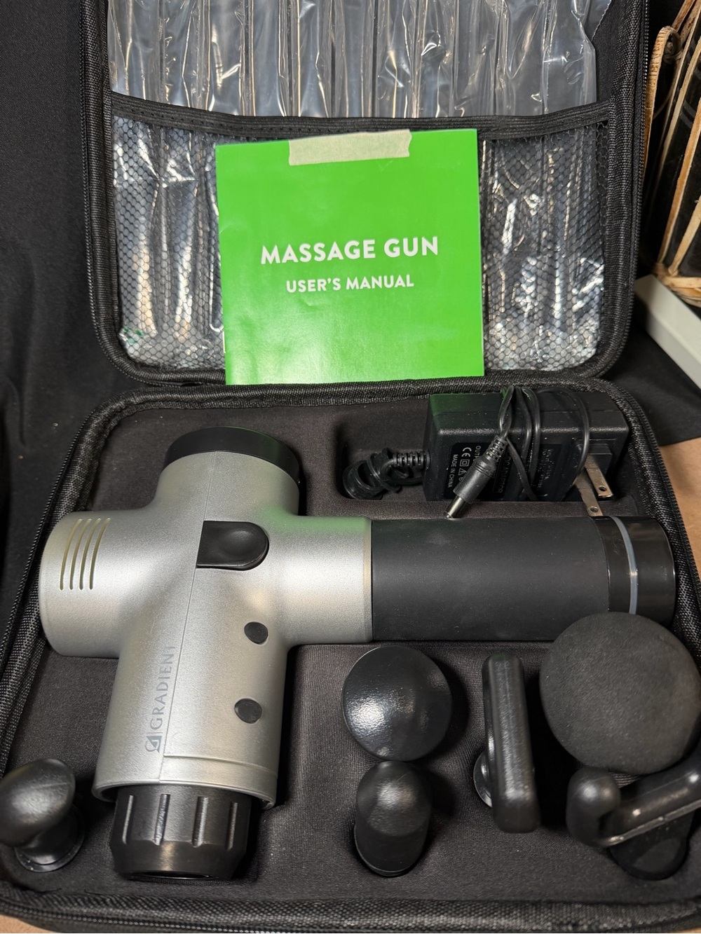 Gradient Massage Gun, 6 Attachments, Case And Manual